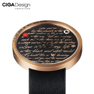 CIGA Design 玺佳 相遇爱情系列 D013-2-1 石英腕表 43mm 黑色 黑色 牛皮