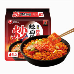 农心(NONG SHIM) 炒辣白菜拌面(内含单包韩国切片泡菜)非火鸡面 速食休闲零食品 经典四连包 147g*4包 *2件