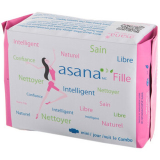 asana 阿莎娜 超薄棉面卫生巾套装 9片(日用 5片+夜用 2片+迷你巾 2片)