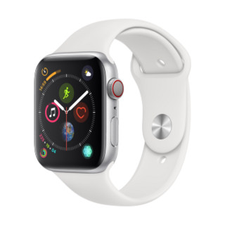 Apple 苹果 Watch系列 Watch Series 4GPS+蜂窝款 智能手表 44mm 银色 白色硅胶表带 16GB（ECG、GPS、北斗、扬声器、温度计）