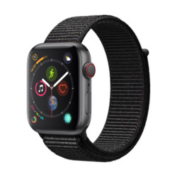 Apple 苹果 Apple Watch Series 4 智能手表 (深空灰铝金属、GPS+蜂窝网络、44mm、黑色回环表带)