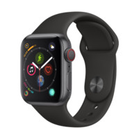 Apple 苹果 Watch系列 Watch Series 4 GPS+蜂窝款 智能手表 40mm 深空灰色 黑色硅胶表带 16GB（ECG、GPS、北斗、扬声器、温度计）
