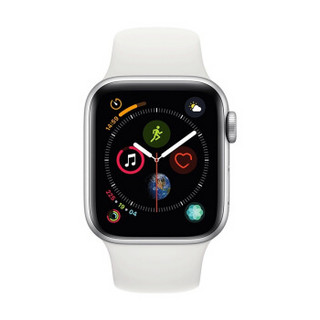 Apple 苹果 Watch系列 Watch Series 4 GPS款 智能手表 40mm 银色 白色硅胶表带 16GB（ECG、GPS、北斗、扬声器、温度计）