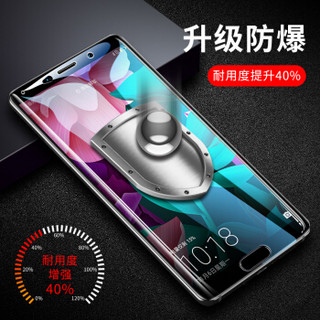 闪魔 华为mate10/mate10 pro钢化膜 真曲面全屏高清防指纹防爆防蓝光手机保护膜全覆盖 mate10【真曲面^黑色抗蓝光全屏】2片装