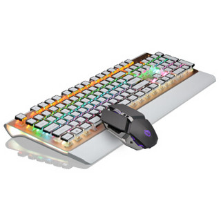 美尚E族 牧马人 104方形电镀旗舰版 机械键盘键鼠套装 (国产青轴、金色)
