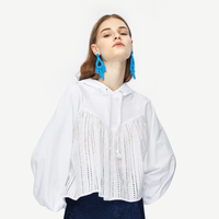 URBAN REVIVO YL34S4LN2000 拼接宽松帽领T恤