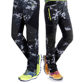  HIGHROCK 天石 N623011 中性款户外速干登山裤 (XXL、男款-迷彩色/黑色)