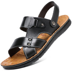 波图蕾斯(Poitulas)男士缝线凉皮两用户外休闲沙滩鞋 7188 黑色 44