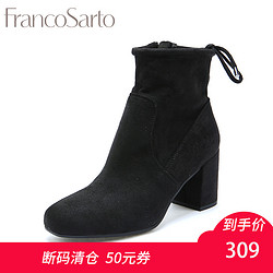 FRANCO SARTO 绑带拼接粗高跟短靴A0548