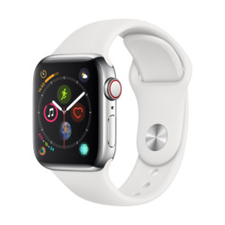 Apple Watch Series 4 智能手表（GPS+蜂窝网络款 40毫米不锈钢表壳 白色运动型表带)