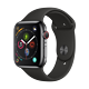 Apple 苹果 Apple Watch Series 4 智能手表 (深空黑不锈钢、GPS+蜂窝网络、44mm、黑色运动表带)