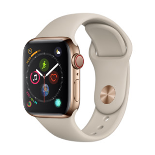 Apple 苹果 Watch Series4 苹果智能手表 蜂窝版 40mm 金色不锈钢表壳 岩石色运动型表带