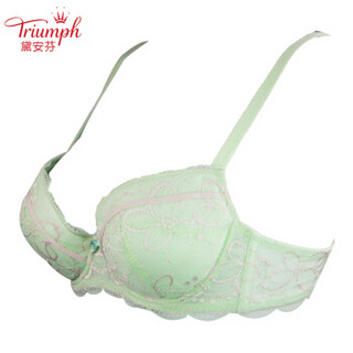 黛安芬（Triumph）日本文胸梦幻蕾丝系列舒适女性蕾丝胸罩10175034 绿色 70B