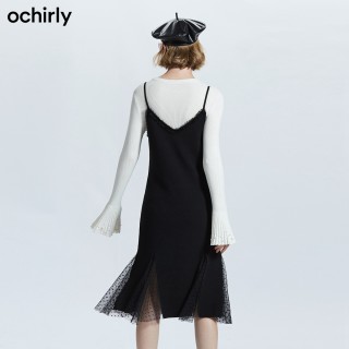 ochirly 欧时力 1GZ3037360 女士吊带连衣裙