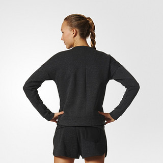 adidas 阿迪达斯 运动型格 女子 针织套头衫 黑 B47322 (XL、黑色)