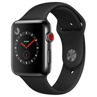 Apple/苹果 GPS+蜂窝网络 智能手表+不锈钢表壳+黑色运动型表带