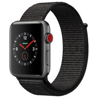 Apple 苹果 Apple Watch Series 3 智能手表（GPS+蜂窝网络、42mm、深空灰铝金属、黑色运动表带、MRQK2CH/A）