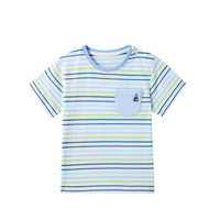 PurCotton 全棉时代 男宝宝短袖T恤 (蓝绿彩条、 80/48)