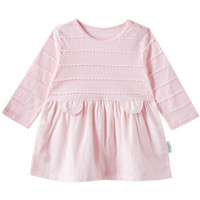 PurCotton 全棉时代 2000224501 幼儿女款拼接长袖连衣裙 100/52(建议3-4岁) 樱花粉