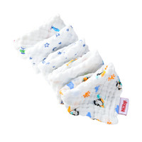 努比（Nuby）婴儿口水巾 宝宝全棉纱布三角巾 5条装(企鹅1条+飞机2条+五角星2条)