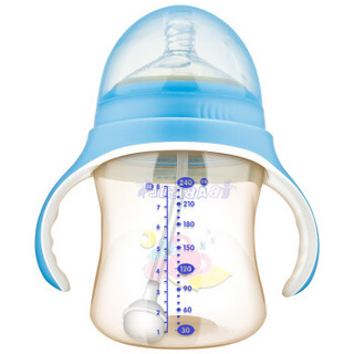 贝儿欣(BABISIL)宝宝特宽口径防摔PPSU吸管奶瓶亲馨系列240ml粉蓝