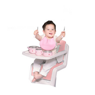 红色小象 宝宝餐具 婴童沙拉碗 不锈钢辅食碗-粉色