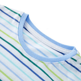 PurCotton 全棉时代 2000240801 幼儿男款针织色织短袖T恤 100/52(建议3-4岁) 蓝绿彩条