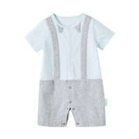PurCotton 全棉时代 2000206301 婴儿针织带领短袖连体衣
