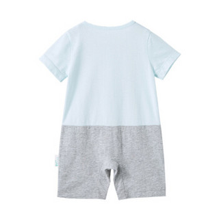 PurCotton 全棉时代 2000206301 婴儿针织带领短袖连体衣 73/48(建议6-12个月) 浅蓝