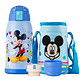 迪士尼（Disney）宝宝吸管杯 儿童保温杯婴儿水杯304不锈钢水壶 双盖蓝色米奇600ml送刺绣杯套