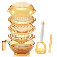 好伊贝（HOY BELL）儿童餐具 婴儿研磨碗 多功能婴儿食物辅食研磨器 新生儿宝宝辅食工具套装 7件套 纳米银