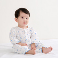 全棉时代 婴儿衣服 婴幼儿纱布哈衣 66/44(建议3-6个月) 蓝棉朵 1件/袋