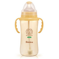 LION KODOMO 小狮王 辛巴 吸管婴儿奶瓶ppsu奶瓶 宽口径防胀气宝宝奶瓶 360ml 橙色