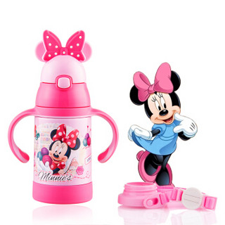 迪士尼（Disney）宝宝吸管杯学饮杯 儿童保温杯 婴儿水杯带手柄背带水壶 WD89粉色米妮280ml+凑单品