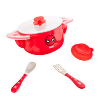 迪士尼（Disney）儿童餐具辅食碗 宝宝餐具套装婴儿注水保温吸盘碗勺叉子 三件套蜘蛛侠