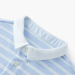 PurCotton 全棉时代 2000238201 幼儿男款色织条短袖POLO衫 80/48(建议12-18个月) 宝贝蓝白条