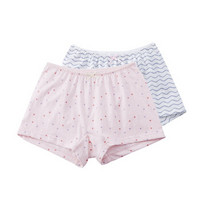 全棉时代 少女针织平角裤 150/80(建议12-13岁) 紫色波浪+粉底波点 2件装