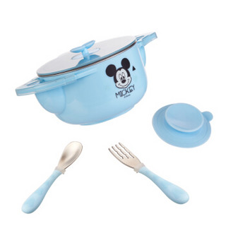 迪士尼（Disney）儿童餐具辅食碗 宝宝餐具套装婴儿注水保温吸盘碗勺叉子 三件套米奇