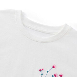 PurCotton 全棉时代 2000244501 女童针织长袖T恤 120/56(建议6-7岁) 白色