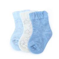 PurCotton 全棉时代 婴幼儿星星薄提花袜 (蔚蓝+半漂白+浅蓝、9.5cm 建议3-12个月)