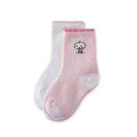 PurCotton 全棉时代 幼儿女款花边棉呦呦袜 (白色，粉色、9.5cm 建议3-12个月、女)