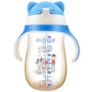 贝儿欣（BABISIL）宝宝PPSU两用训练吸管杯能量杯系列360mL大容量儿童夏季喝水杯 粉蓝BS5366-CB