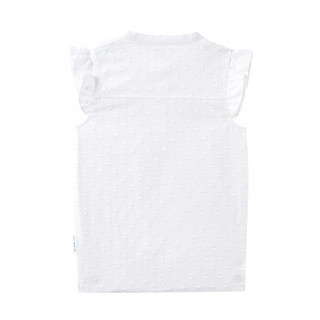PurCotton 全棉时代 2000213902 女童剪花短袖衬衫 130/60(建议8-9岁) 白色