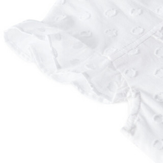 PurCotton 全棉时代 2000213902 女童剪花短袖衬衫 130/60(建议8-9岁) 白色