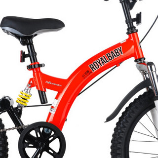 RoyalBaby 优贝 儿童自行车 单车男女小孩童车 避震型宝宝脚踏车山地车4岁-9岁 小飞熊18寸 红色