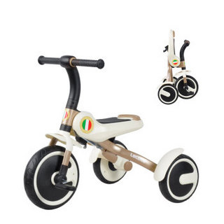 乐卡（Lecoco） 儿童三轮车3-5-6岁宝宝可折叠幼儿便携脚踏车 钛空金