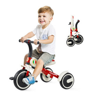 乐卡（Lecoco） 儿童三轮车3-5-6岁宝宝可折叠幼儿便携脚踏车 钛空金