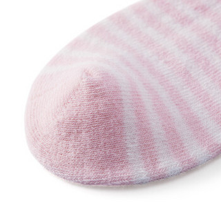 PurCotton 全棉时代 幼儿女款平纹防滑袜 (白色+浅粉条+粉红、9.5cm、女)
