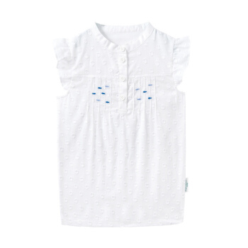 PurCotton 全棉时代 2000213902 女童剪花短袖衬衫