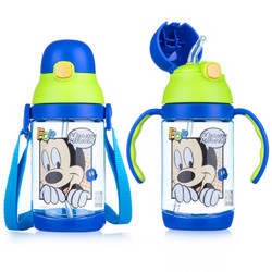 Disney 迪士尼 儿童水杯子 宝宝学饮杯吸管杯 婴儿1-3岁夏季水壶防漏背带把手两用